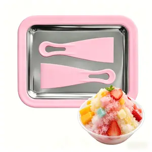 Instant Rolled Ice Cream Maker - No-Power Stainless Steel Freeze Plate Kit, DIY Homemade Ice Cream with 2 Spatulas, Fun Family Treats for Summer