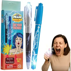 Electric Shock Pen and Marker Prank Set - Hilarious Gag Gifts for Adults - Fun Office Prank Gadgets - Shocking Stun Pen and Marker - Electric Shock April Fools' Joke Toys - Black/Blue (2-Pack)