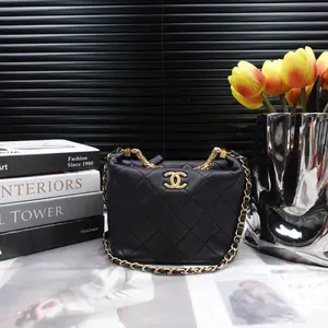 Pre-owned CHANEL Lambskin Shoulder Bags 22s Black Hobo Shoulder Bag T10302104