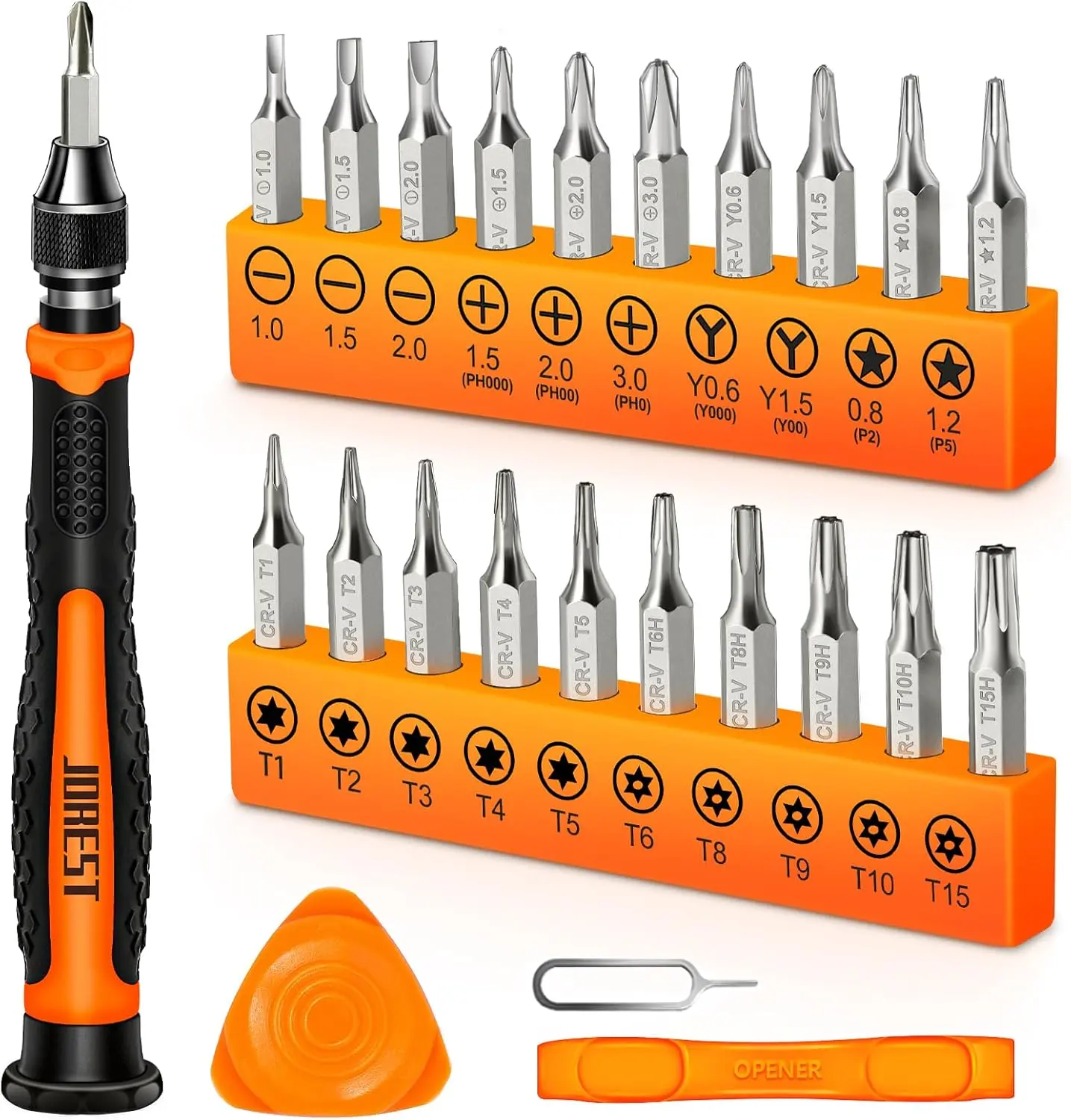 24Pcs Small Precision Screwdriver Set with Torx T5 T6 T8 T9, Y00, Star P5, Mini Repair Tool Kit for Macbook, Computer, Laptop, iPhone, PS4 PS5, Xbox, Switch, Eyeglasses, Watch, Ring Doorbell
