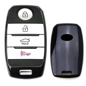 iJDMTOY Chrome Finish Black TPU Key Fob Protective Case Cover For Kia Optima K5 Sorento Carens Forte Sportage Soul, etc
