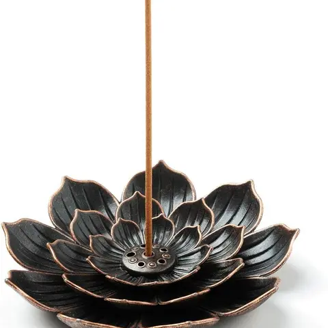 Brass Lotus Incense Burner - Anti-Drop Incense Holder with Secure Aroma Stick Hold, Detachable Zinc Alloy Ash Catcher, Easy to Clean for Calming Home Fragrance, Elegant Gift