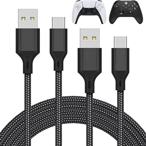 MENEEA Nylon Braided USB-C Charger Cable Double Pack (2 x 10ft) - 10,000 Cycle Bend Test, 5V/2A+ Output, Compact Connector Heads, Overload Protection, Short-Circuit Protection, Data Transfer Support for Smartphones, Gaming Consoles, Electronic Devices