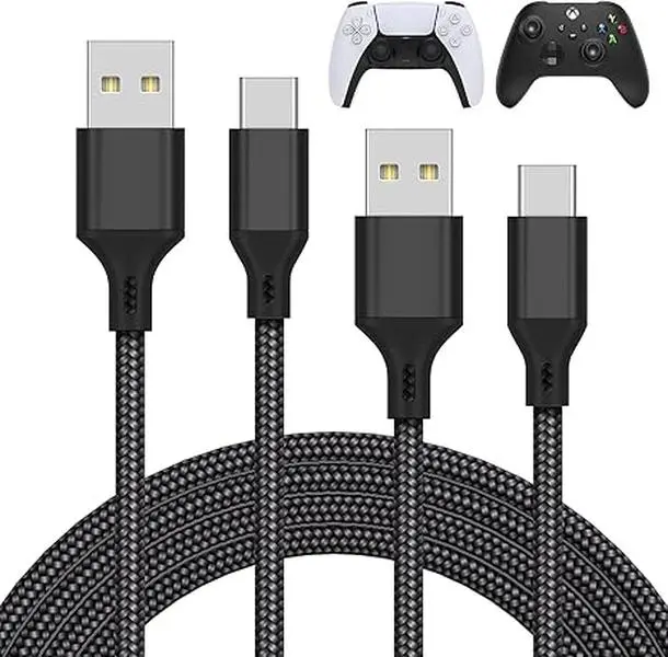 MENEEA Nylon Braided USB-C Charging Cable Combo (2 Pack, 10ft) - 10,000 Cycle Bend Test, 5V/2A+ Output, Compact Connector Heads, Overload Protection for Gaming Consoles, Smartphones