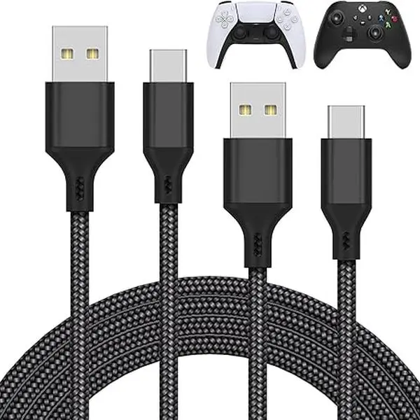 MENEEA Nylon Braided USB-C Charger Cable Double Pack (2 x 10ft) - 10,000 Cycle Bend Test, 5V/2A+ Output, Compact Connector Heads, Overload Protection, Short-Circuit Protection, Data Transfer Support for Smartphones, Gaming Consoles, Electronic Devices
