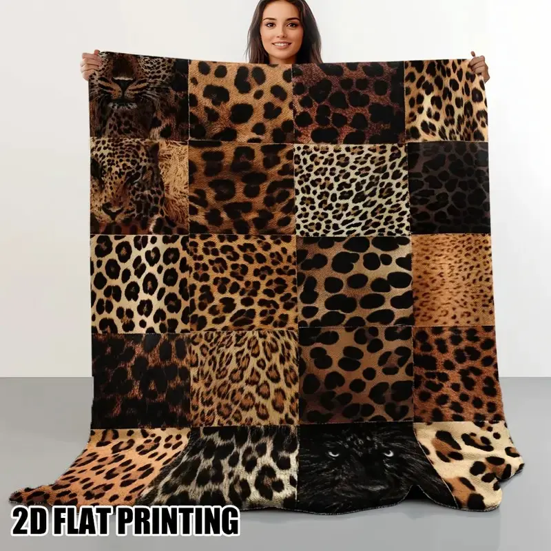 Leopard Print Flannel Blanket, Soft and Warm, Lightweight Warm Blanket, Perfect for Home, Bedroom, Sofa, Travel, Blanket For Couch, Blankets For Sofa, High-End Gift, Ultra-Light, No Pilling, Polyester Blanket