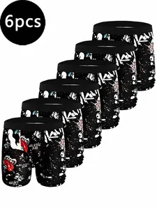 6-Pack Men's Fashion High-End Stretch Underwear, Boxer Briefs with Camo Print, Soft Comfortable Fabric for Daily Wear and Sports