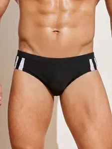 Men's Sporty Triangle Swim Trunks, Patchwork Design, High Elasticity, Quick-Dry, Breathable, Ideal for Beach, Swimming, Fitness, Boxing
