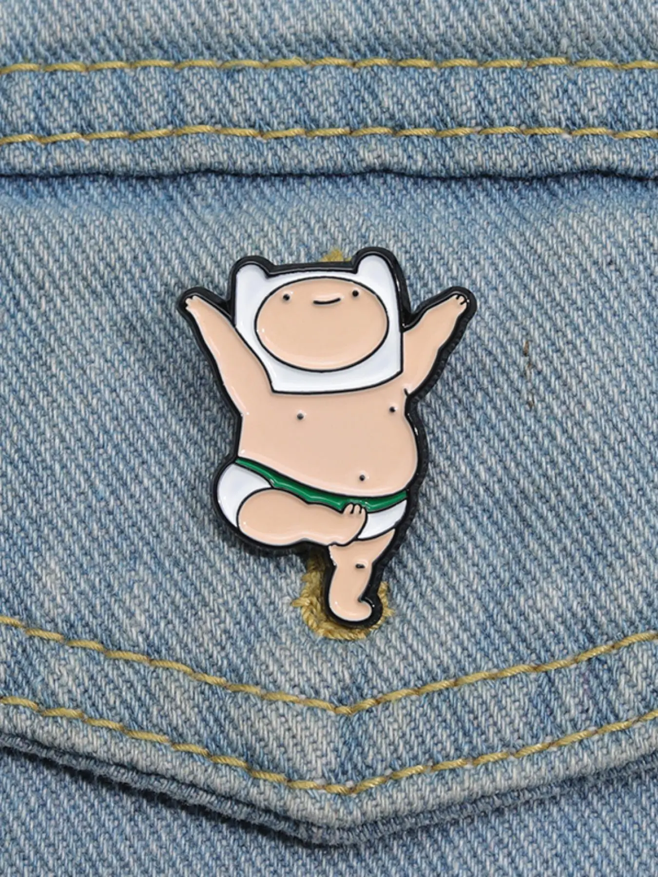 Adventure Time Animated Character Enamel Pin Cute Fat Man Dancing Alloy Brooch Pins Lapel Backpack Badge Fashion Jewelry Accessories Gift For Kids Friends Fashion Accessory, Men Accessories