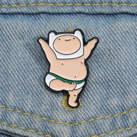 Adventure Time Animated Character Enamel Pin Cute Fat Man Dancing Alloy Brooch Pins Lapel Backpack Badge Fashion Jewelry Accessories Gift For Kids Friends Fashion Accessory, Men Accessories
