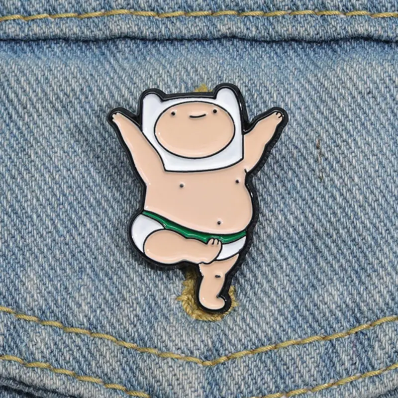 Adventure Time Animated Character Enamel Pin Cute Fat Man Dancing Alloy Brooch Pins Lapel Backpack Badge Fashion Jewelry Accessories Gift For Kids Friends Fashion Accessory, Men Accessories