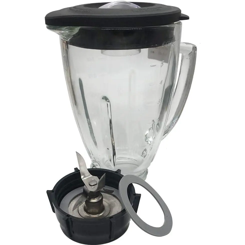 6-Cup dishwasher safe glass jar with Stainless Steel 6-point Ice Crushing  add Blender Jar Bottom Cap,Compatible with oster Blenders 006803-000-NP0; 006803-000-N01; 006811-C00-NP0