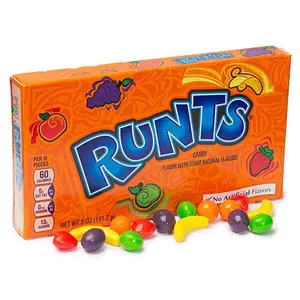 Runts Hard Candy Theater Box 5 oz  12 ct - Hard Crunchy Fruit-Shaped Candies with a Smooth Outer Shell and a Solid Interior in Banana, Strawberry, Orange, Grape, and Green Apple Flavors - 12 Count Box Snack Sweet Bonbon