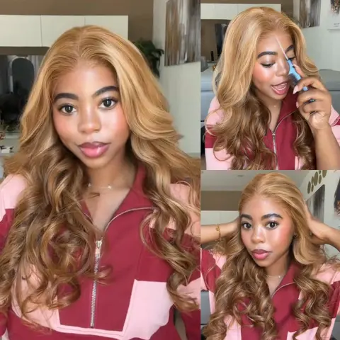 UNice Female 7x5 HD Lace Closure Wigs Human Hair - Honey Blonde Highlight Wig Human Hair, Glueless Body Wave, Pre-Cut, Bleached Knots, Pre-Styled, Beginner-Friendly Ready-to-Go