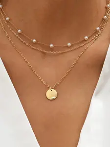 1 Piece 2026 New Arrival Versatile Pearl Multi-layer Pendant Clavicle Chain for Women, Vintage Layered Stackable Elegant Necklace with Smooth Round Pearl Pendant
