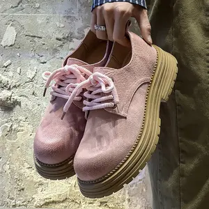 Men's Couples Retro British Style Big Toe Leather Shoes Thick Sole Low Top Outdoor Work Casual Shoes