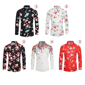 JUNBAOSS Christmas Shirt for Men, Unisex Casual Long Sleeves Button Down Shirts, Regular Fit Fashion Comfy Flower Printed Blouse Clothing, Outfits for Daily Wear, Classic Soft Floral Menswear Polyester Stylish Hawaiian Tropical Tops, Gift Ideas for Men