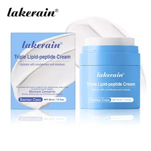 Lakerain 1 Count Triple Lipid-Peptide Cream Gentle Hydrating Sensitive Hydrates & Deeply Nourishes Skin, Helps Improve Dryness & Elasticity with a Buttery Texture That Absorbs Easily, Ideal for Daily Care of Dry, Normal & Sensitive Skin Types.
