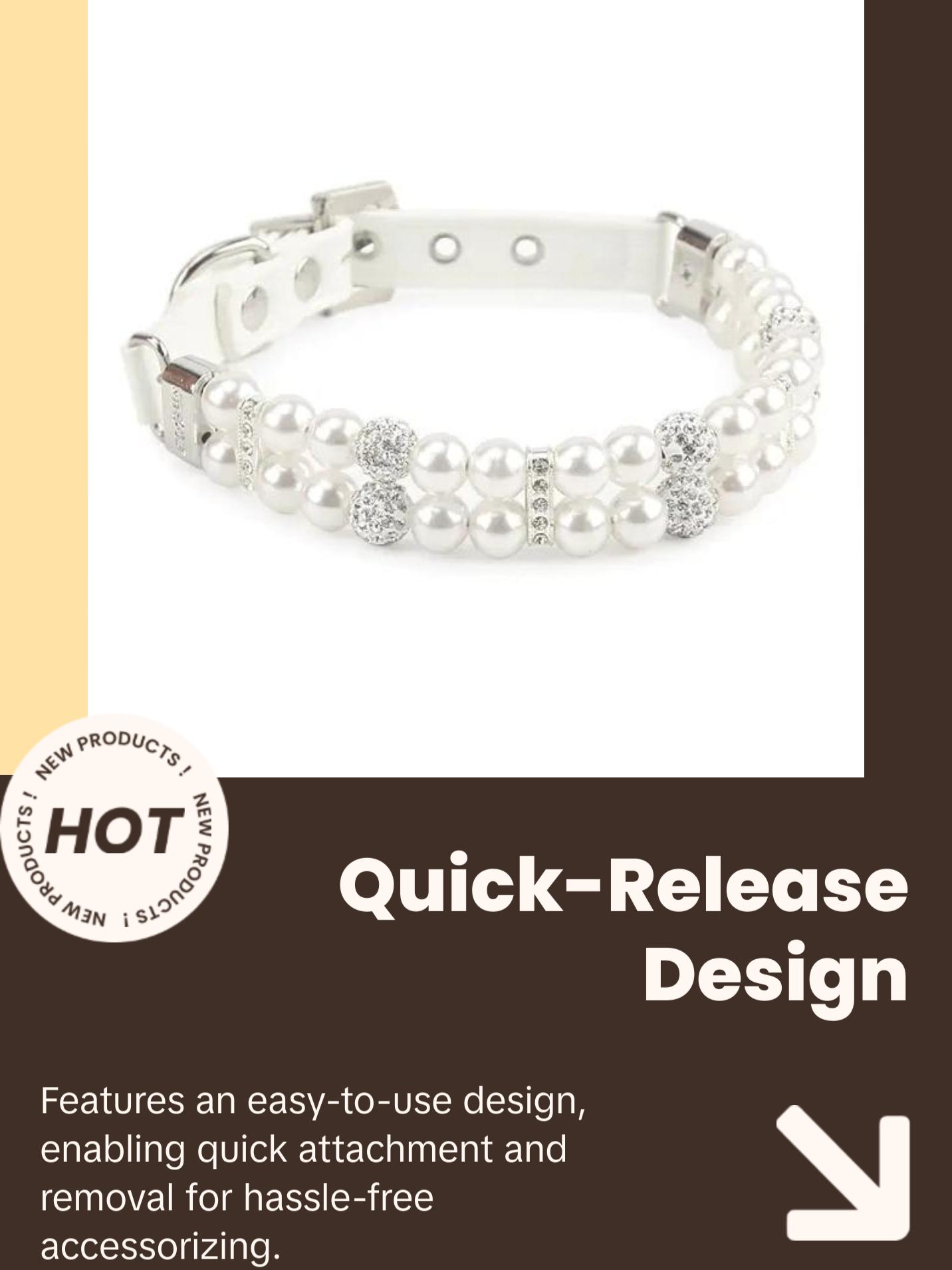 Pearl Pet Collar Artificial Pearls Rhinestone Dog Collar