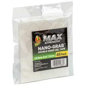 Max Double-Sided Gel Tape with Nano-Grab Technology, Clear, Multi-Purpose & Removable, 1" Circles, Clear, 48 Pack (287705)