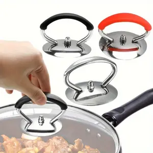 4pcs Stainless Steel Pot Lid Handle Set with Silicone Heat-Resistant Grip and Installation Screws - Cookware Replacement Top Handle, Durable Pot Lid Accessories for Kitchen Cooking Equipment
