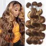 P4/27 Honey Blonde Highlight Hair Bundles Brazilian Body Wave Human Hair Weave 3 Bundles T1B/4/30 Body Wave Bundles