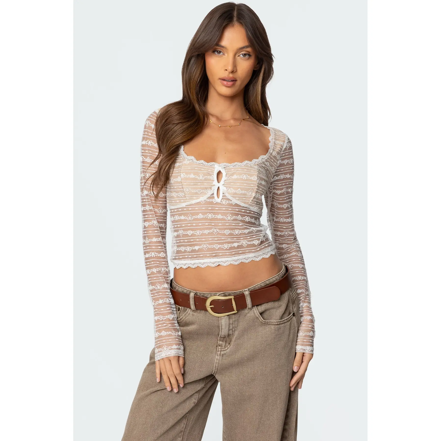 Heart & Bow Sheer Lace Top