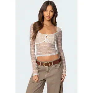 Heart & Bow Sheer Lace Top