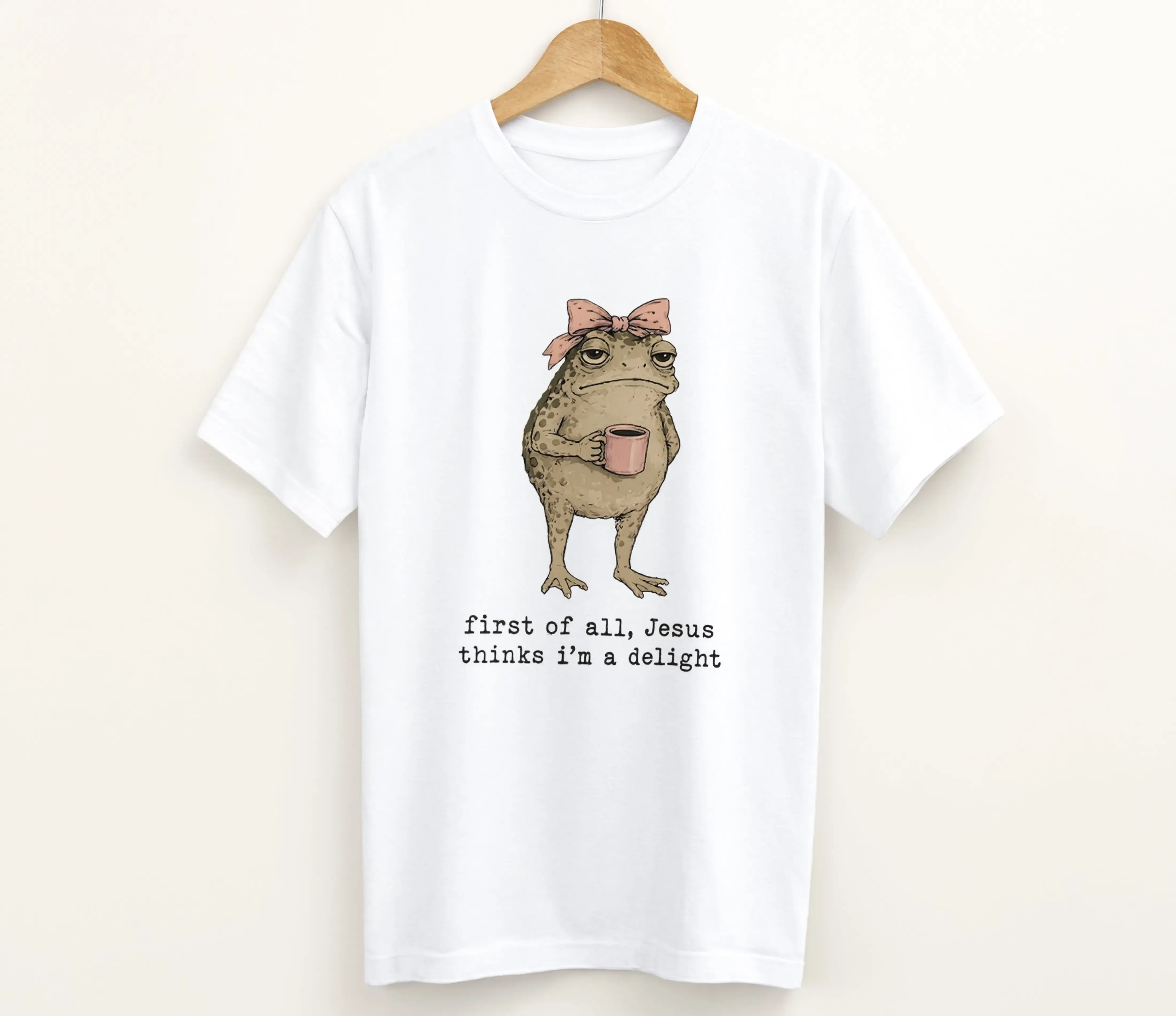 Funny Christian Frog Shirt Faith Based Coffee Toad Graphic Unisex Gift Tee