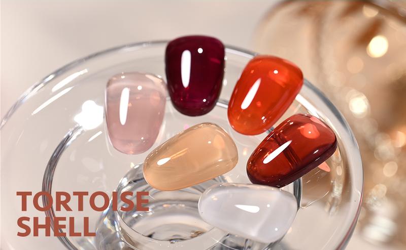 GAOY Tortoise shell Jelly Brown Gel Nail Polish of 6 Transparent Nude White Dark Red Colors Sheer Gel Polish Kit for Salon Gel Manicure and Nail Art DIY at Home