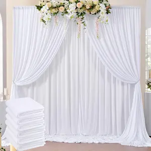 30ft x 8ft White Backdrop Curtains for Wedding Drapes 6 Panels Polyester Wrinkle-Free for Parties Bridal Shower Birthday Salon 5ft Wide x 8ft High with 4Inch Rod Pocket