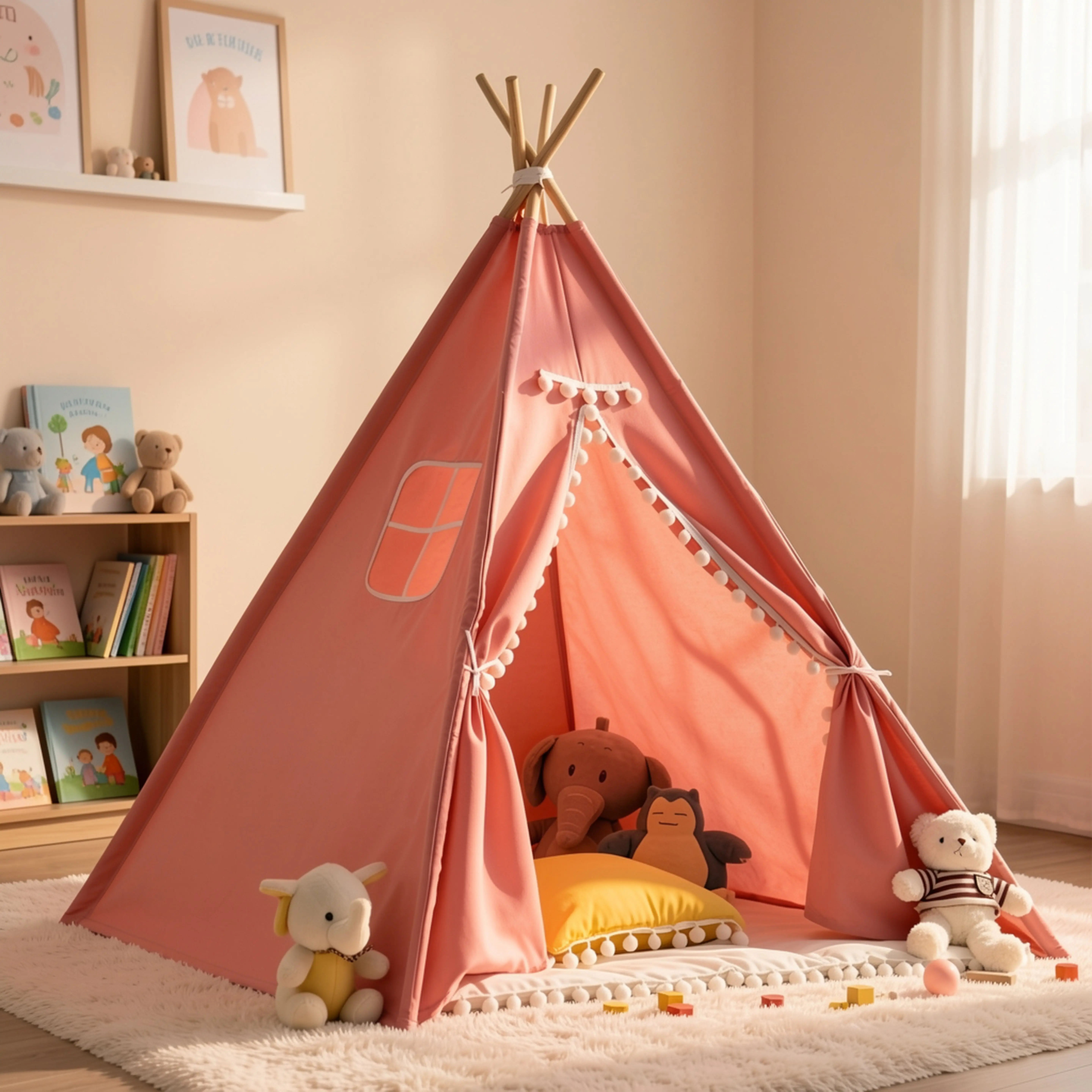 Teepee Play Tent for Kids, Foldable Girls Playhouse Toy Tent, Gift for Baby Toddler to Play Game Indoor and Outdoor
