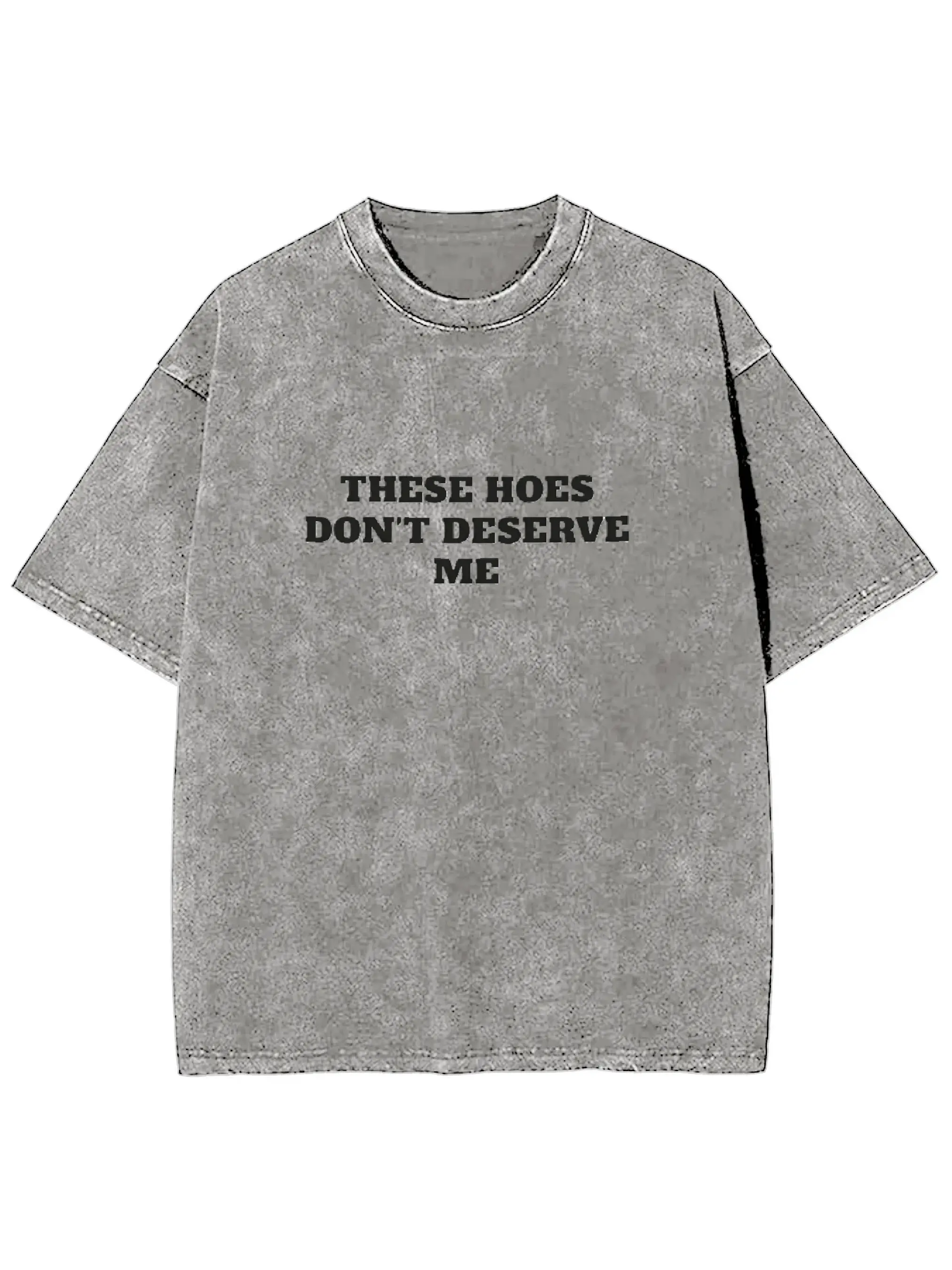 Women's Casual Comfortable Everyday Crew Neck Short-Sleeve Gray T-Shirt with Bold Text Design, Unisex Piece