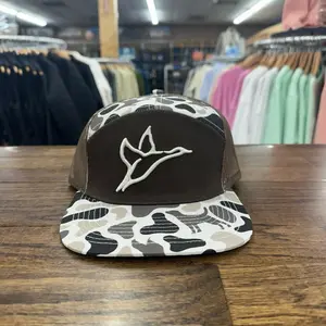 3D Embroidered Front Lines 7 Panel Logo Hat - Helmand Camo / Brown