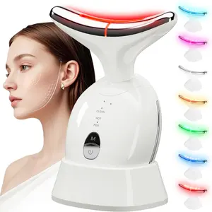 7 Color Facial Massager Tool,Rechargeable Neck & Facial Massager with Heating，Multi-Mode Skincare Device for Home/Travel Use, Beauty Gifts for Women/Men, Compact Portable Home Spa Tool, Facial Beauty Massagers
