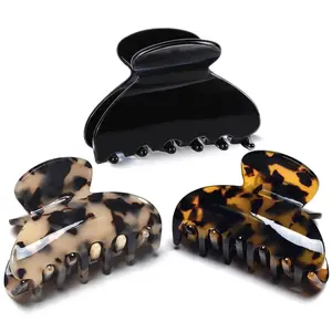 Medium Claw Hair Clips for Women Girls Tortoise Hair Jaw Clips Celluloid Hair Claw Clamps Leopard Print Hair Clasp 3 Pack Mother's Day Gifts