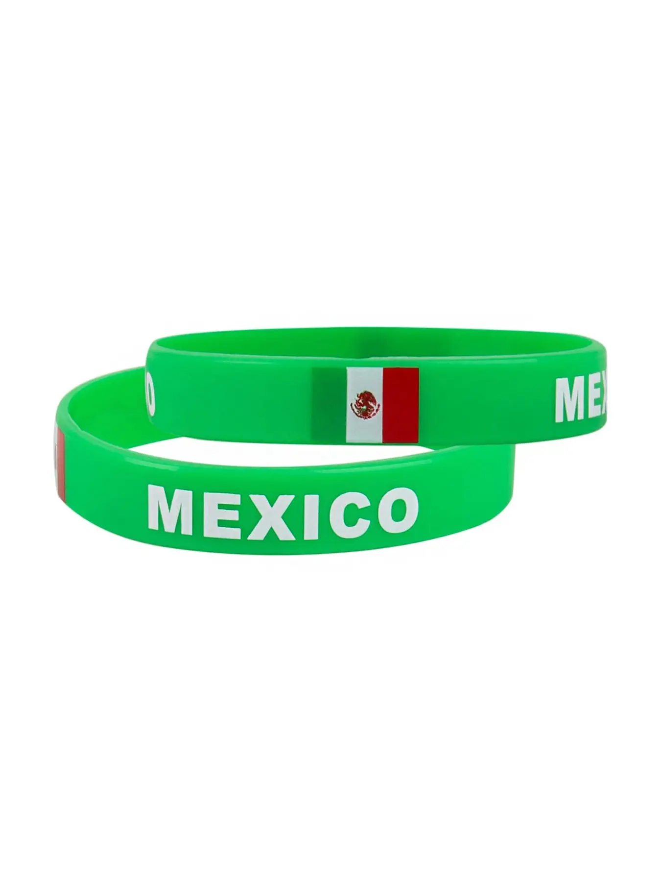 Set of 2 Mexican Flag Wristbands – Unisex Sports Silicone Bracelets & Rubber Bands – Patriotic Commemorative Fashion Accessories