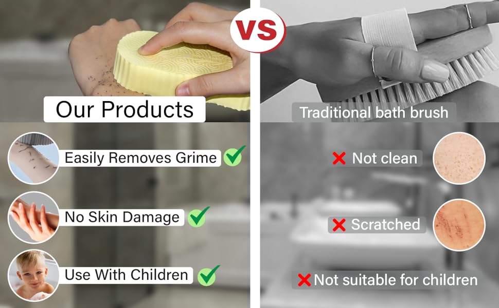 2PCS 3D Ultra Soft Exfoliating Bath Sponge, Gentle Deep Cleansing Body Scrubber for All Skin Types, Reusable & Durable Skin Peeling Sponge for Kids & Adults