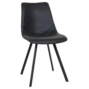 Markley Leather Dining Chair With Black/Gold Metal Legs