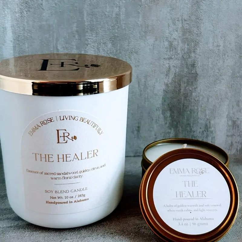 Emma Rose The Healer 10 oz Soy Blend Candle for Energy Clearing Warm Floral Clarity Handpoured in Alabama Aromatherapy Decor Ornament handmade candles Scent Perfume Scented Decoration