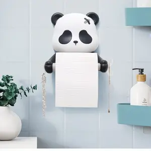 One Adorable And Enchanting Panda-Themed Toilet Paper Holder That Can Be Easily Mounted on The Wall Without Any Drilling, Offering a Unique And Playful Addition to Your Bathroom Decor, Bathroom Decoration Accessories