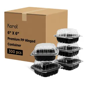 [300 ct] 6" x 6" Premium PP Hinged Container