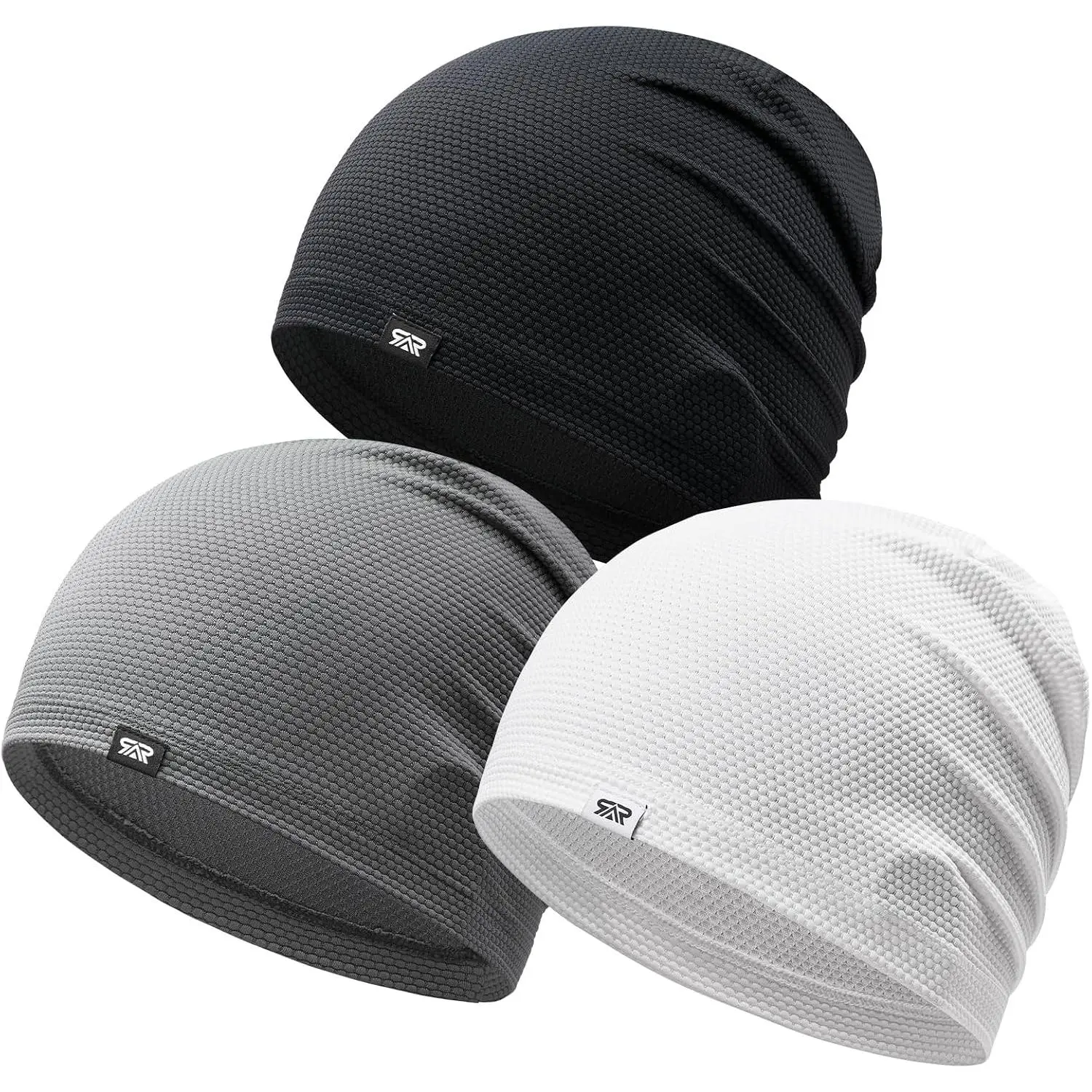 3-Pack Breathable Skull Cap Sweat Control 3D Honeycomb Mesh for Men Women