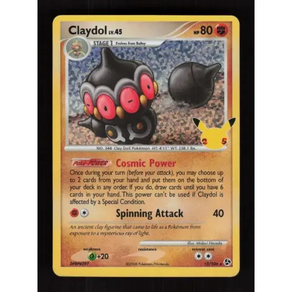 POKEMON TCG AUTHENITC RAW SINGLES: Claydol Celebrations: Classic Collection Classic Collection 15/106 NEAR MINT English