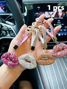 New Creative Lip Shape Rhinestone Keychain, Handmade with Crystal Inlay, Unique Personalized Multi-Color Keychain, Bag and Car Keys Accessory Valentine's Day,lovers