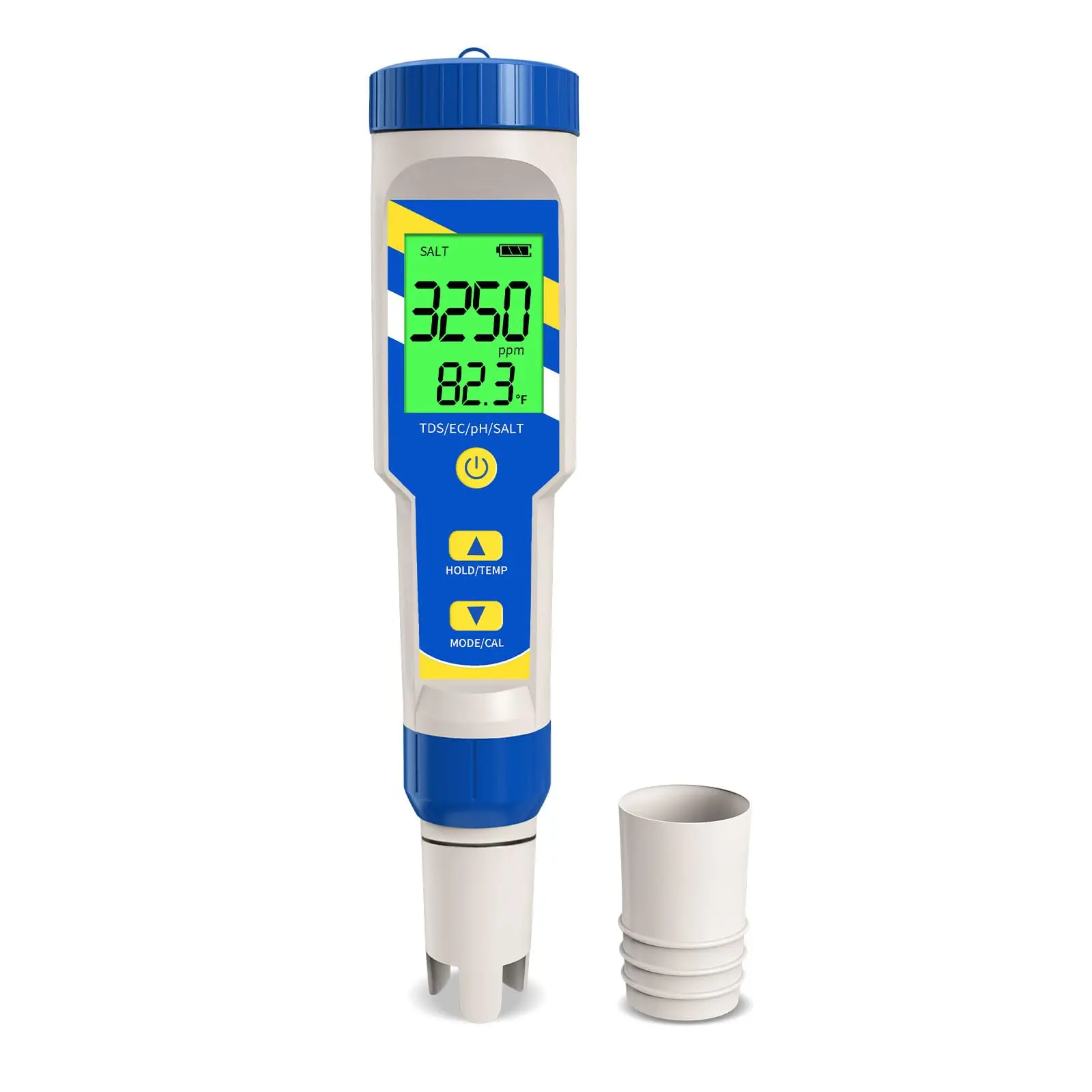 5-in-1 Waterproof Digital pH-EC-TDS-Temp-Salinity Tester | Home & Garden Hydroponics, Pool Water Quality Testing Device