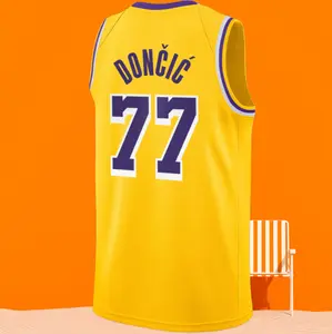 Luka Dončić Men's Classic-Design Sleeveless stitched Basketball Jerseys Gold shirt