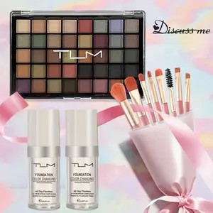 TLM Beauty Makeup Set 2Pc Liquid Foundation 30ml,1Pc Multi Color Eye Shadow And Makeup Brushes Eye Shadow Combo for Daily Stage Makeup Fashion Girl Beauty Gift