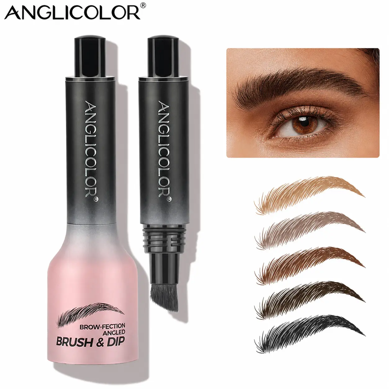 Microblading Brow Pen with Angled Brush Tip, Long Lasting Quick Dry Eyebrow Makeup, Brush & Dip Applicator for Hair-Like Strokes and Natural Defined Brows