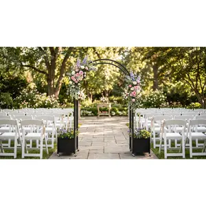 94.5 Inch Garden Arch Trellis with 2 Planter Boxes – Heavy Duty Metal Planter Box with Trellis for Climbing Plants, PE Coated Outdoor Arbor for Wedding, Party Backdrop, Flower Support